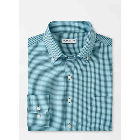 Peter Millar Summer Comfort Blue & Green Plaid Men's Long Sleeve Button Down, L - Picture 1 of 7